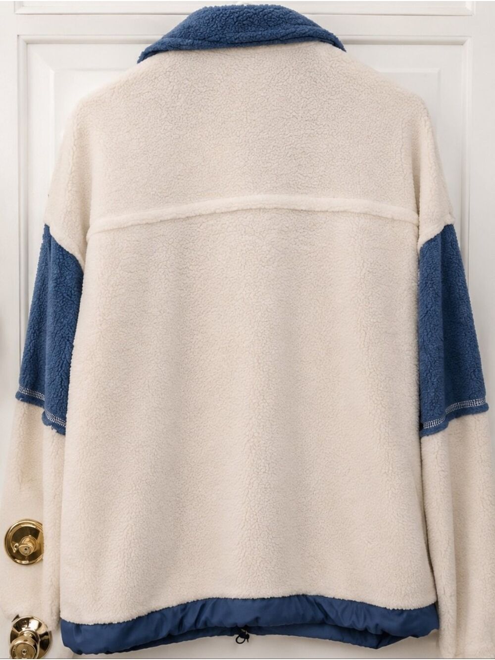 So Me Cream Blue Sherpa Pullover Hoodie Size Small - Picture 4 of 9